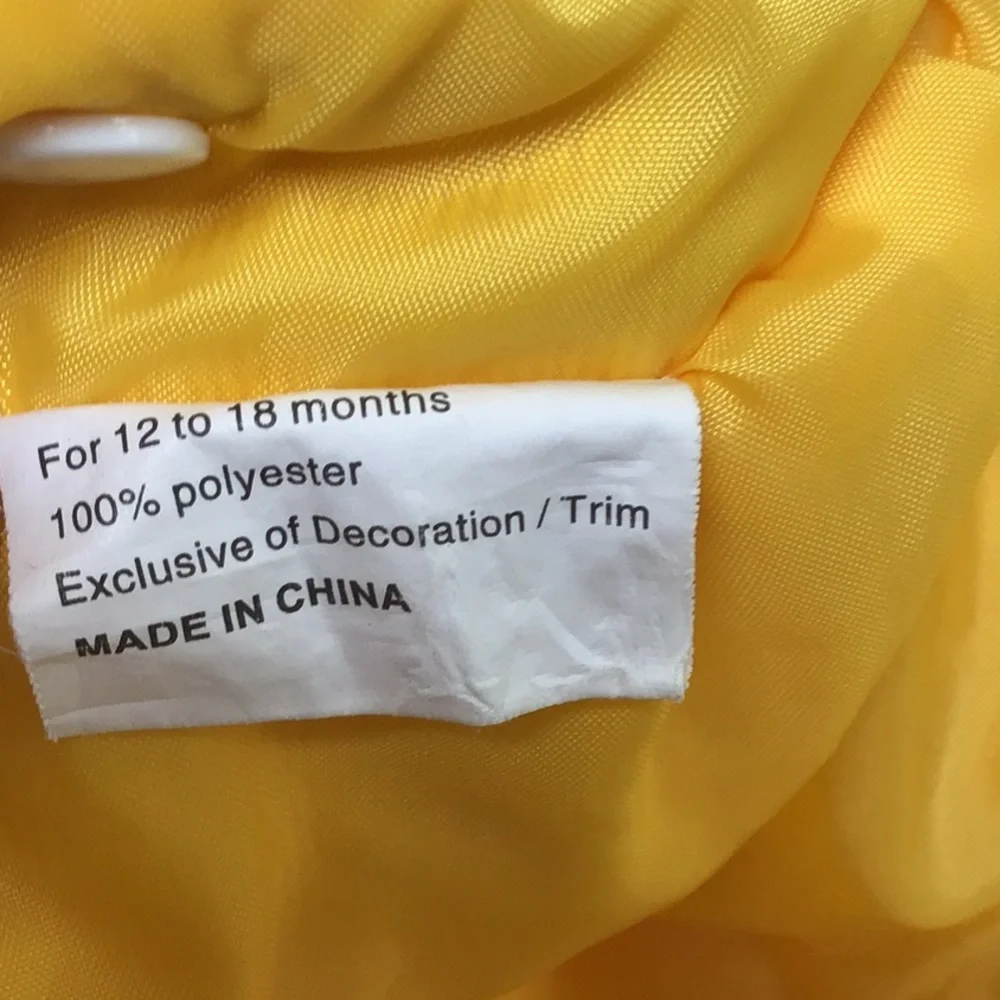 Chrisha Playful Plush Infant Yellow Duck Detachable Hood Kids Costume‎ 12-18M